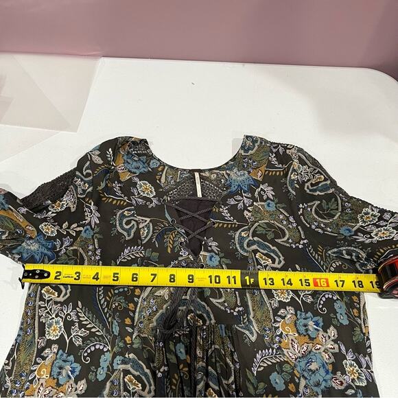 FREE PEOPLE Lace Up Floral Rain Shine Print Mini Dress - Picture 9 of 10